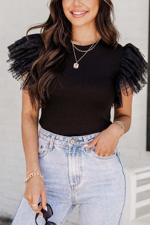 RHODES – Polka Dot Ruffle Top – 3434