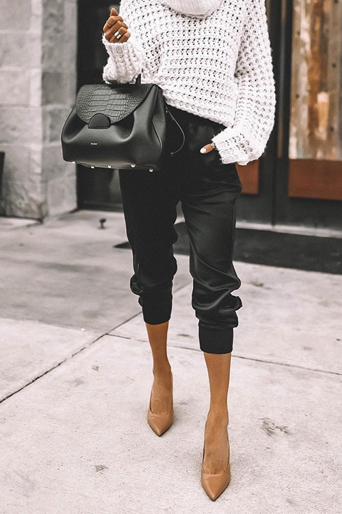 MADRID – Hoge Taille Satijnen Joggingbroek – 2553