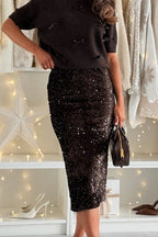 MARSEILLE – Sequin Midi Skirt – 9582