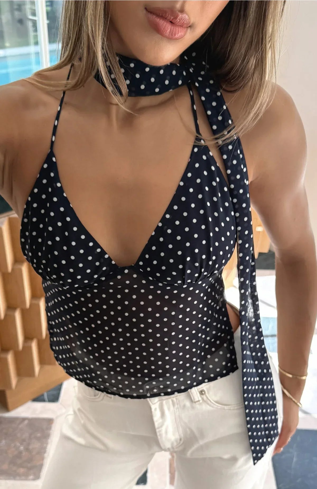 ANTIBES – Sleeveless Polka-Dot Top – 6503