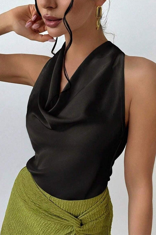 IBIZA – Satin Cowl Neck Top – 5500
