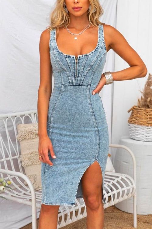 ROME – Denim Bodycon Dress – 2433