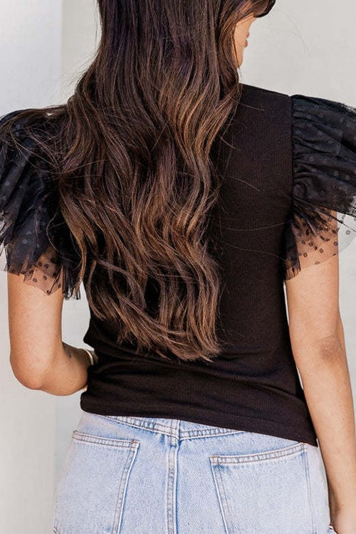 RHODES – Polka Dot Ruffle Top – 3434