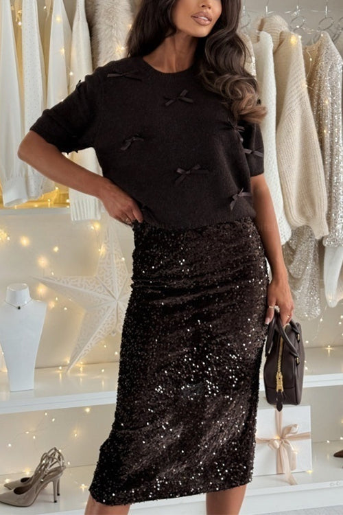MARSEILLE – Sequin Midi Skirt – 9582