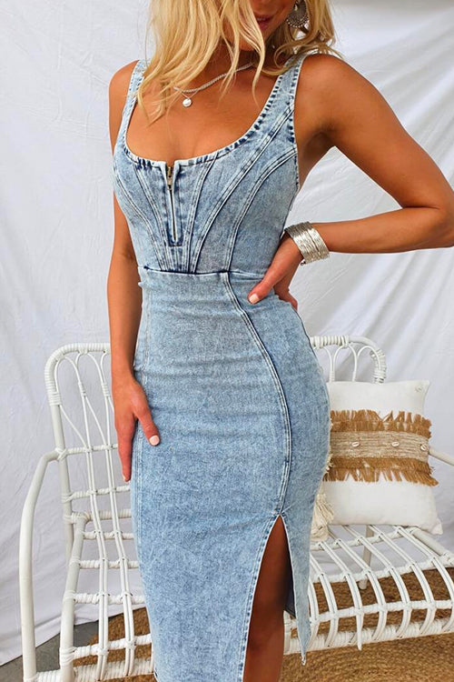 ROME – Denim Bodycon Dress – 2433