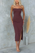 MARSEILLE – Strapless Midi Dress – 1128