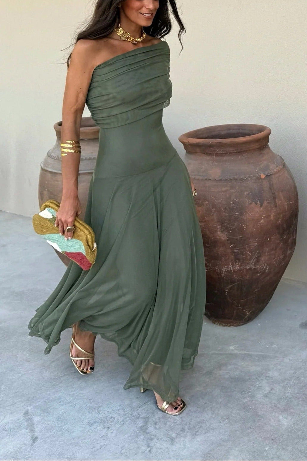 MALAGA – One Shoulder Maxi Dress – 7668