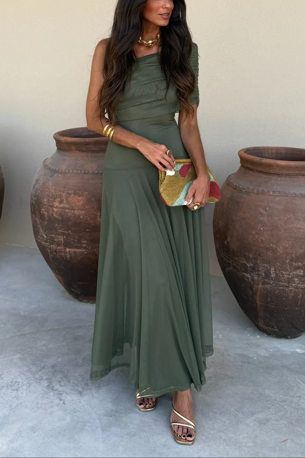 MALAGA – One Shoulder Maxi Dress – 7668