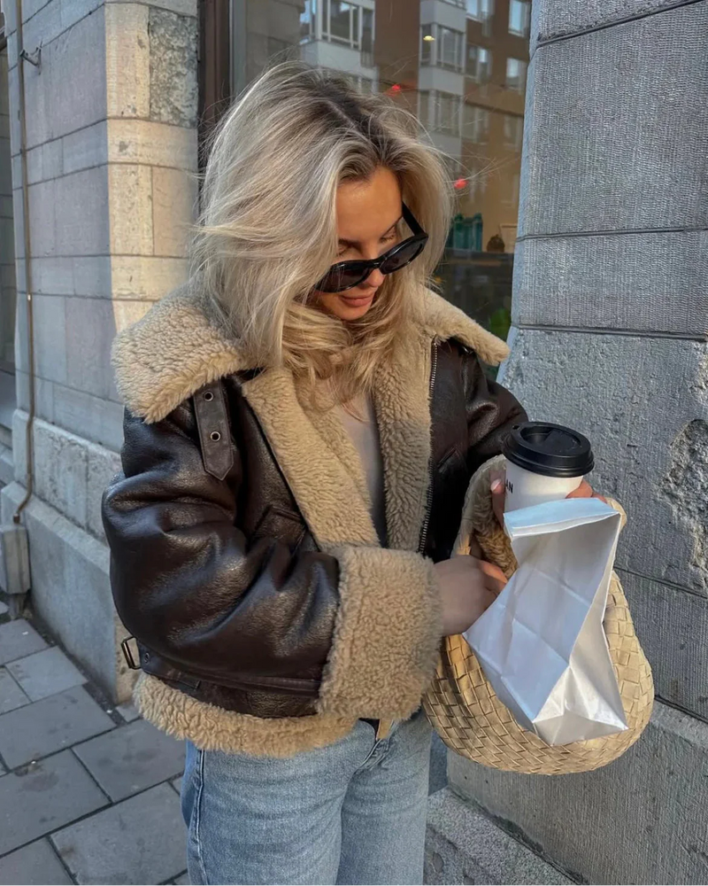 MUNICH – Aviator Faux Leather Jacket – 9845