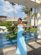 MYKONOS – Strapless Pleated Maxi Dress – 9923