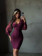 NAPLES – Lace Puff Sleeve Midi Dress – 4394