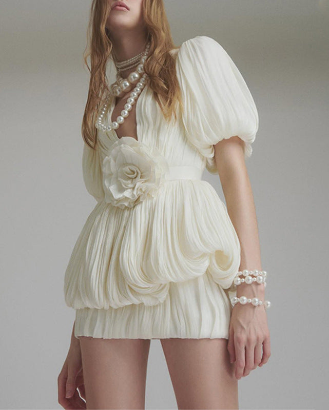 LISBON – Floral Pleated Mini Dress – 2773