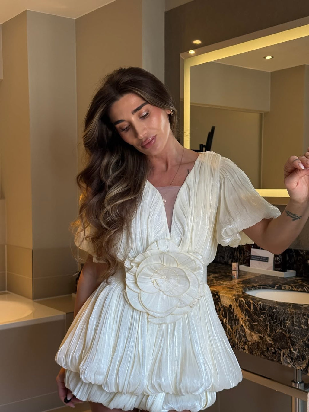 LISBON – Floral Pleated Mini Dress – 2773