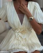 LISBON – Floral Pleated Mini Dress – 2773