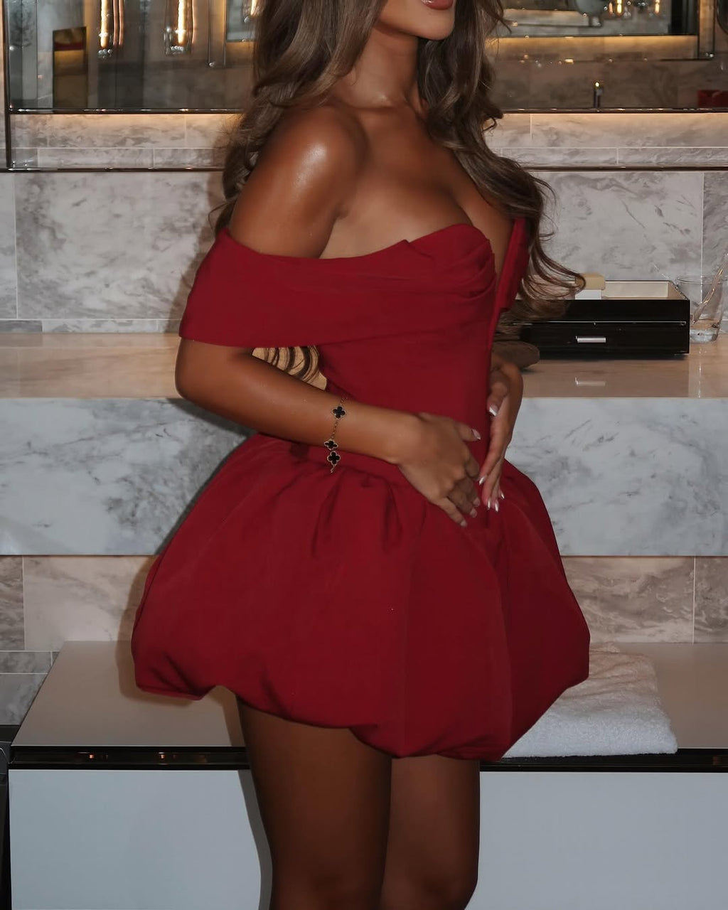 TAORMINA – Off-Shoulder Mini Dress – 4354