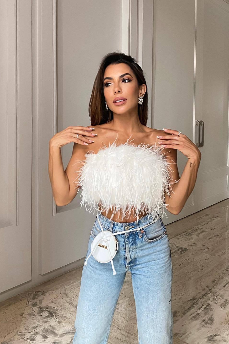 PALERMO – Strapless Feather Top – 3471