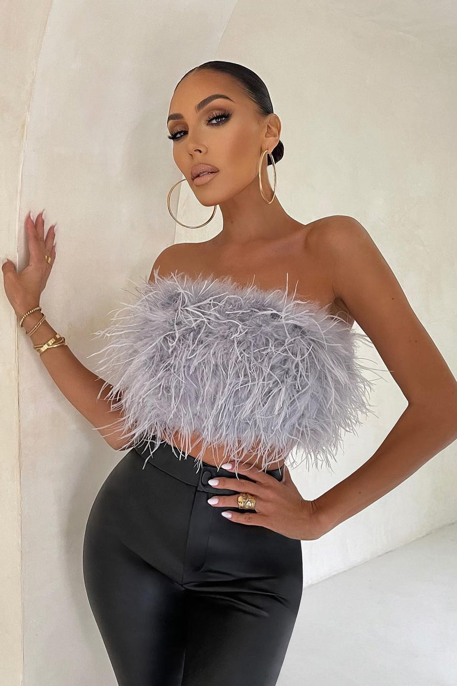 PALERMO – Strapless Feather Top – 3471