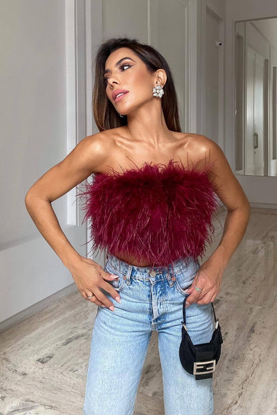 PALERMO – Strapless Feather Top – 3471