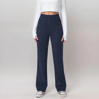 High-Waisted Elastic Casual Trousers