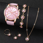 BREDA – Roman Dial Leather Watch & Rhinestone Jewellery Set – 091