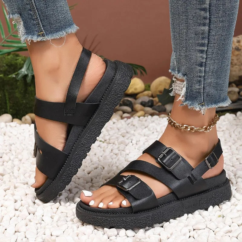 CORFU – Orthopedic Black Sandals – 3000