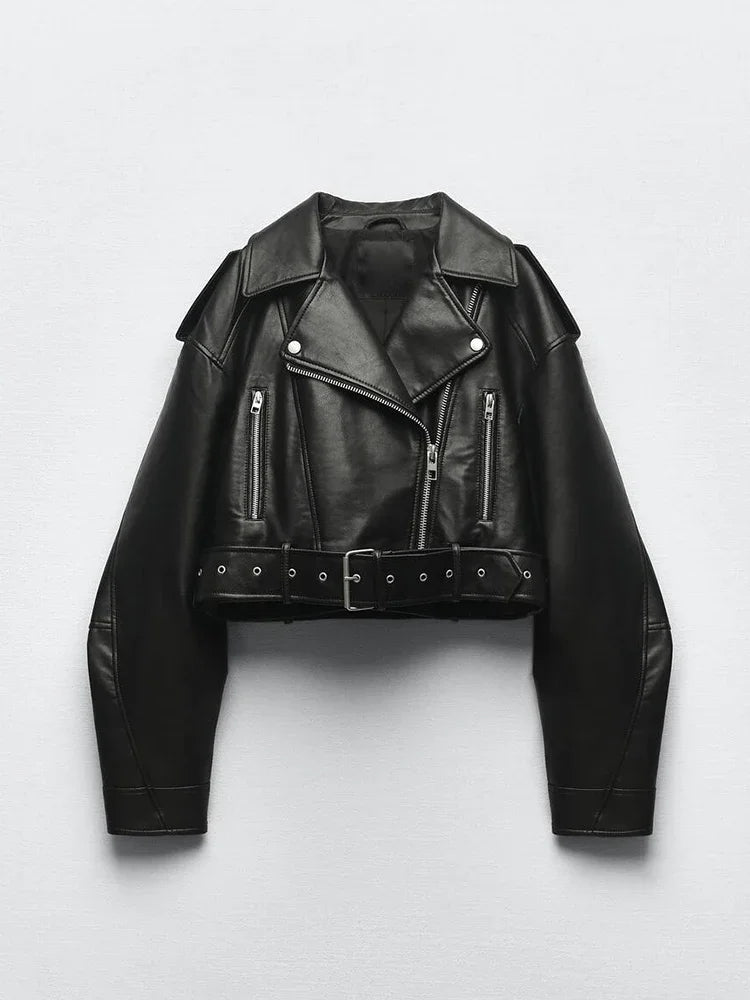 BERLIN – Belted Moto Jacket – 030 –Vegan Leather