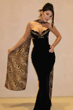 NAPLES – Strapless Leopard Maxi Dress – 3844