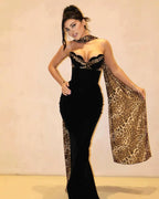 NAPLES – Strapless Leopard Maxi Dress – 3844