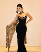 NAPLES – Strapless Leopard Maxi Dress – 3844