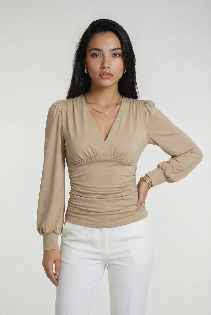 VIENNA – Button-Up Jersey Blouse – 257