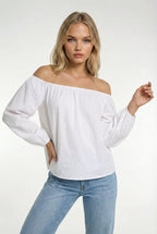 BARCELONA – Off-Shoulder Boat-Neck Blouse – 6218