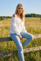 BARCELONA – Off-Shoulder Boat-Neck Blouse – 6218