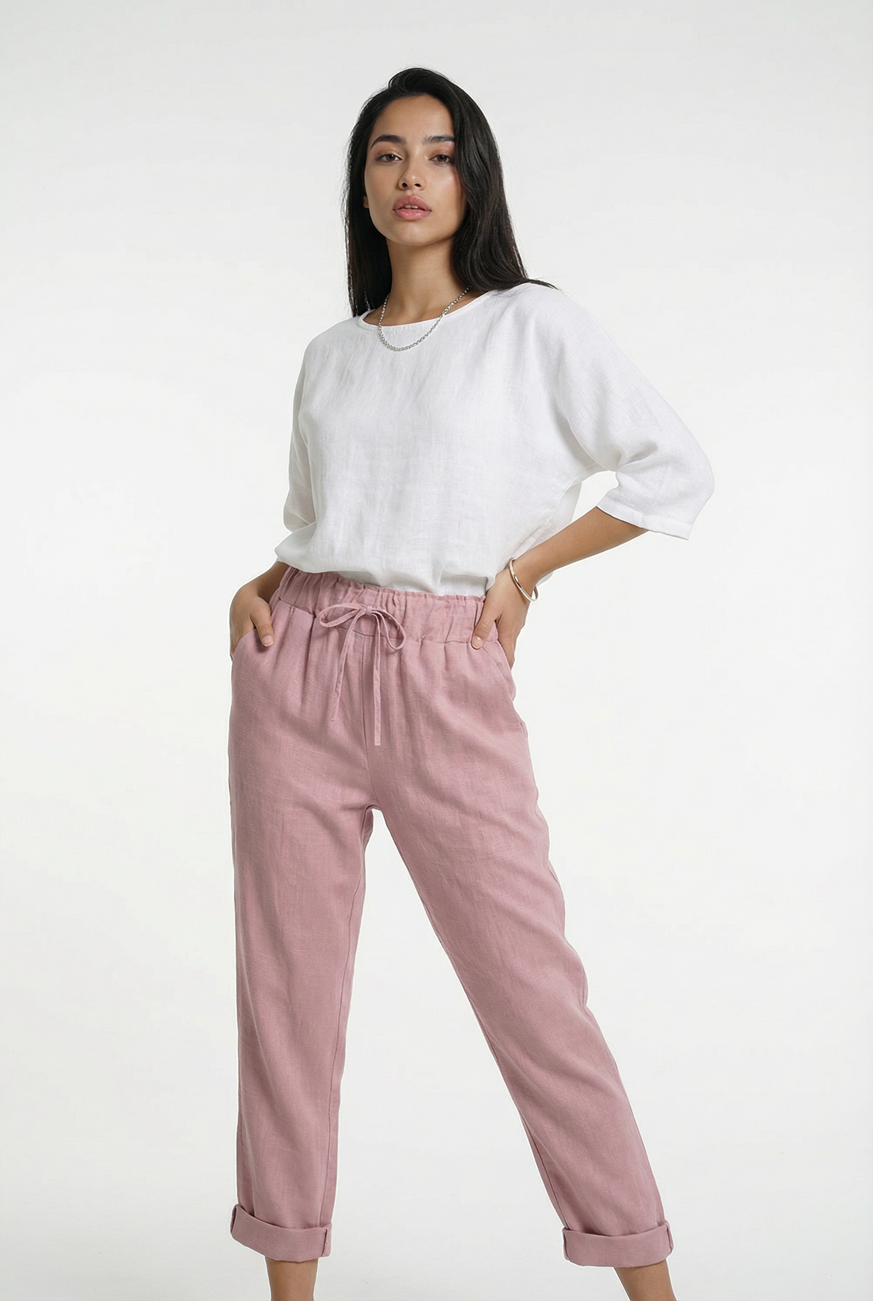 PALERMO – Cotton-Linen Harem Pants – 463