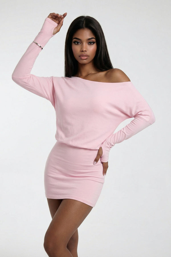 PALMA – Off-Shoulder Sheath Mini Dress – 7425