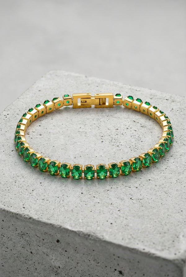 MILAN – Vergulde Smaragd Druppel Hanger Ketting – 042