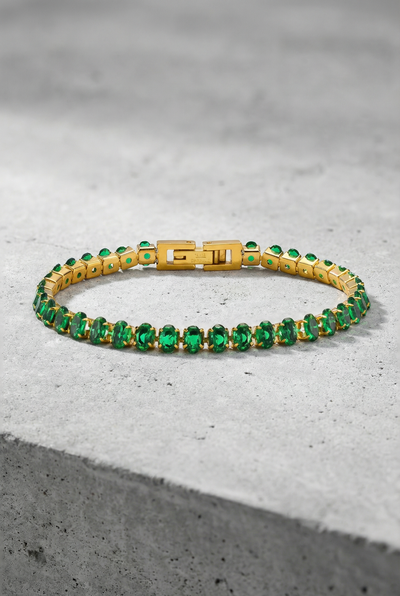 MILAN – Vergulde Smaragd Druppel Hanger Ketting – 042