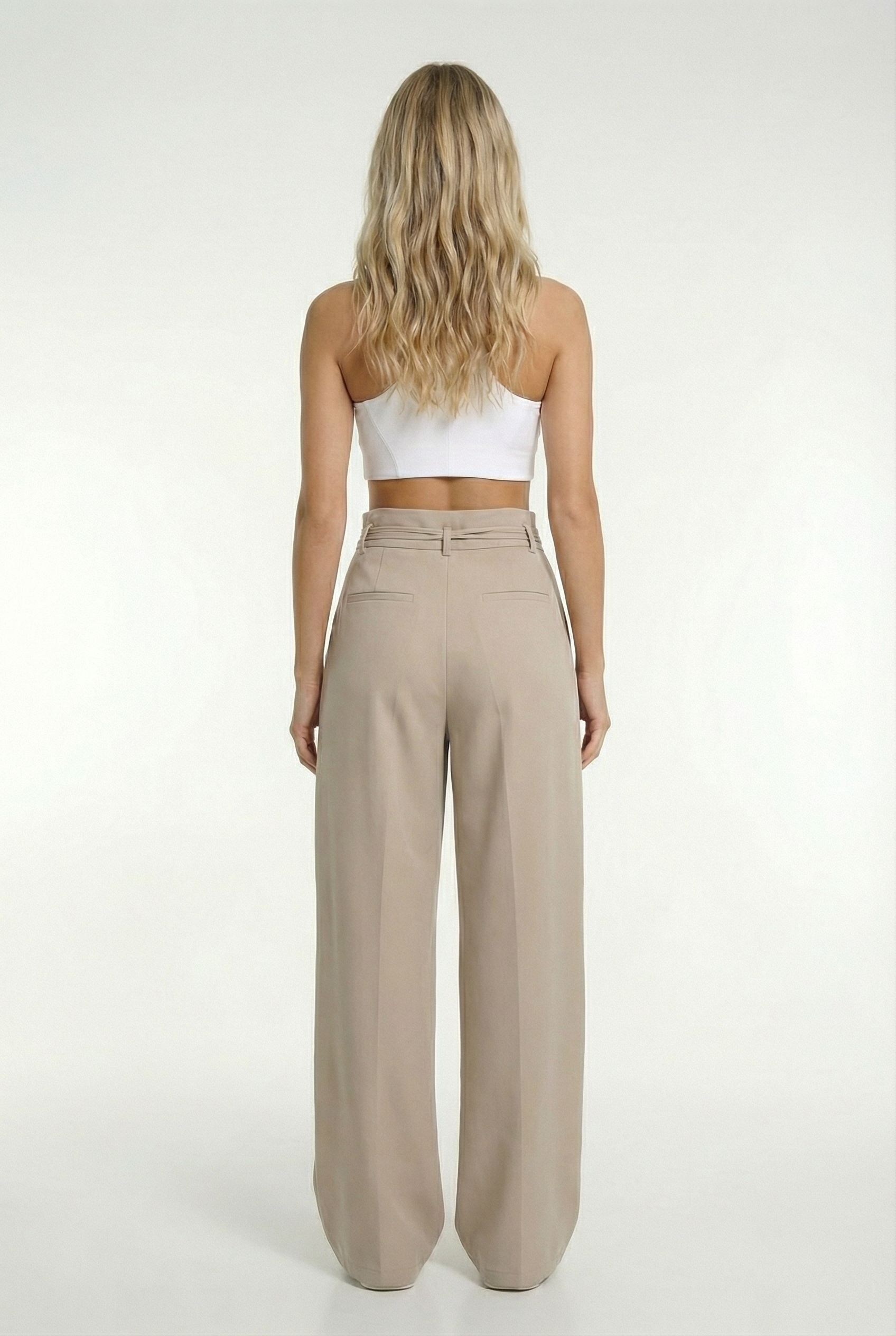 VALENCIA – Lace-Up High-Waist Straight Pants – 2186