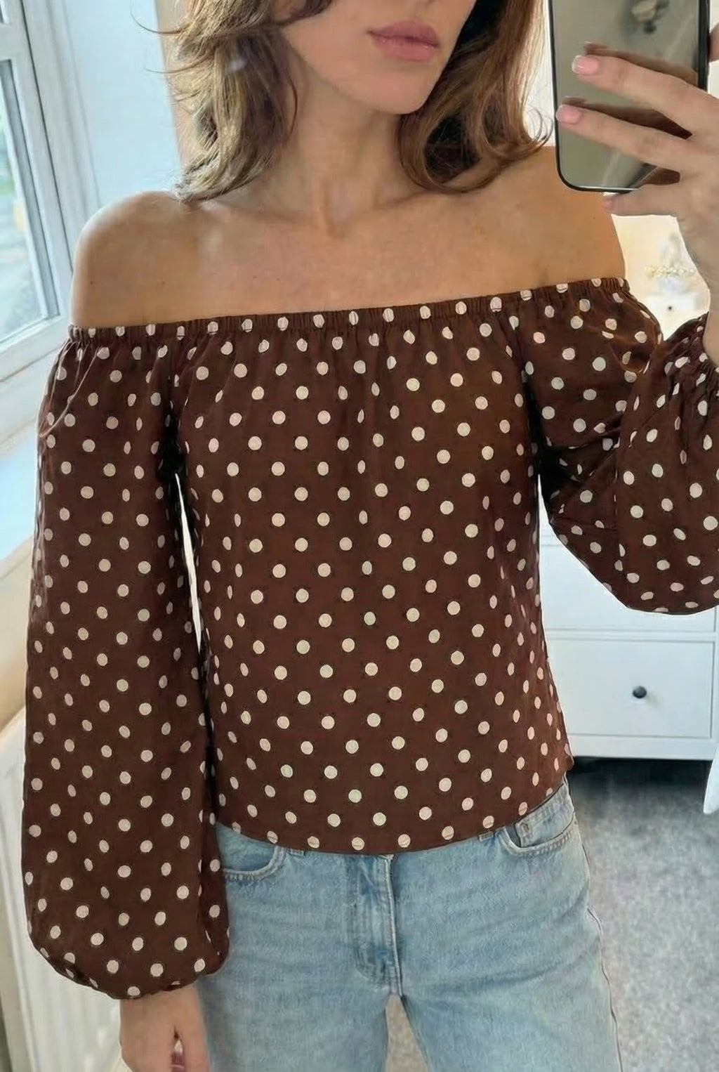BORDEAUX – Dot Chiffon Blouse – 287