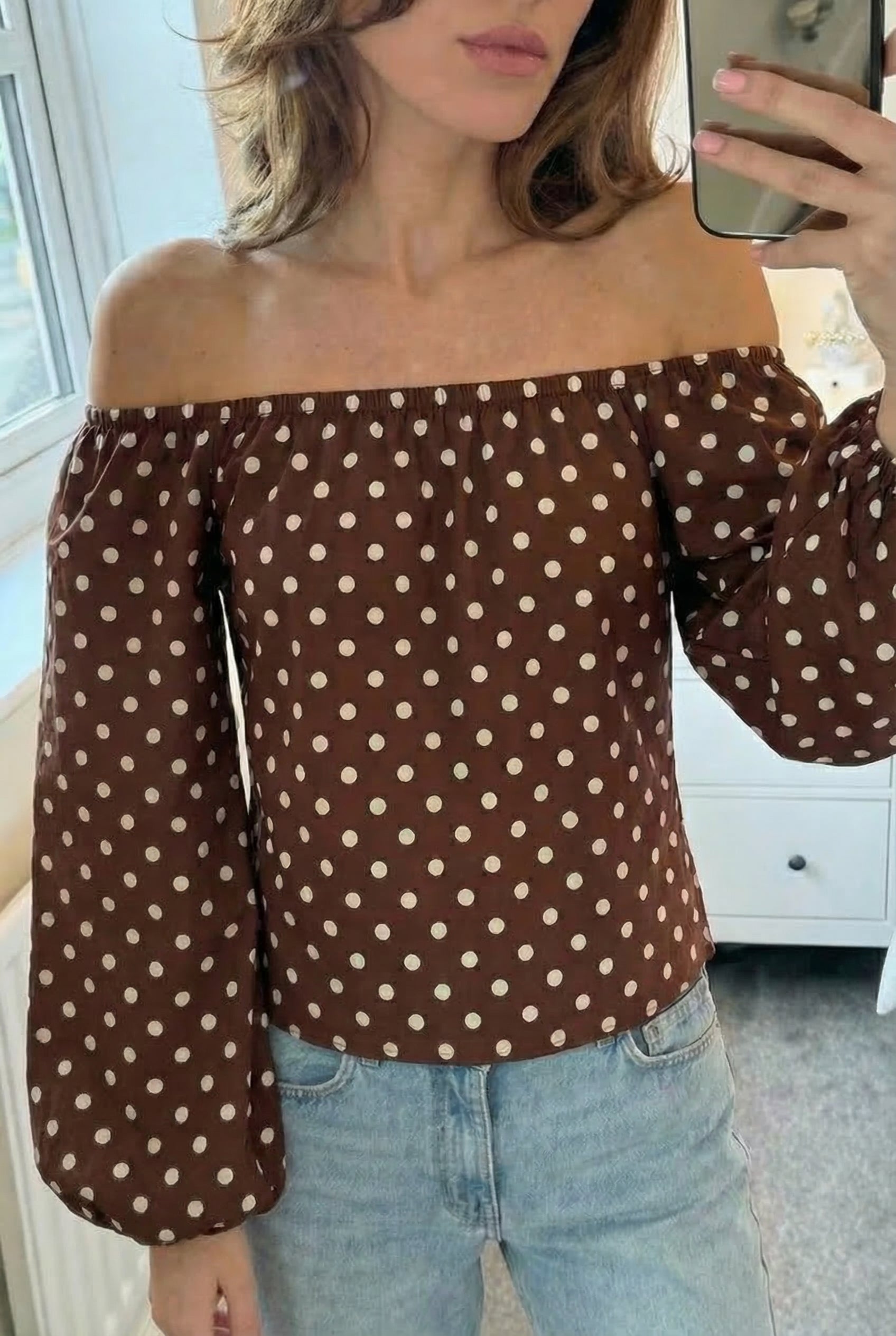BORDEAUX – Dot Chiffon Blouse – 287
