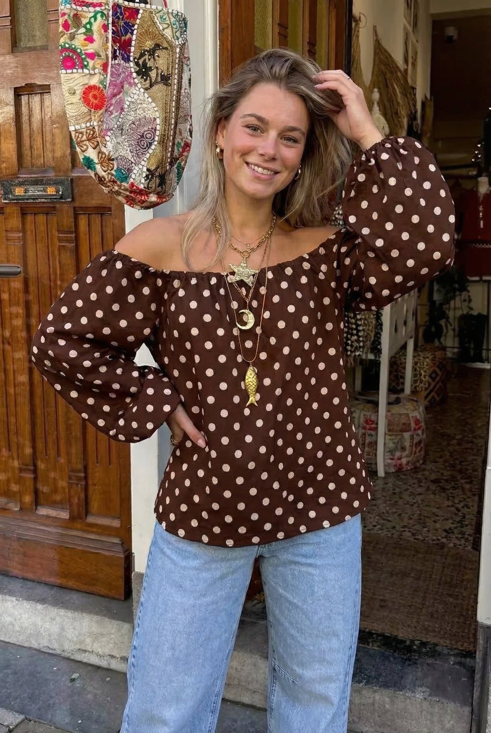 BORDEAUX – Dot Chiffon Blouse – 287