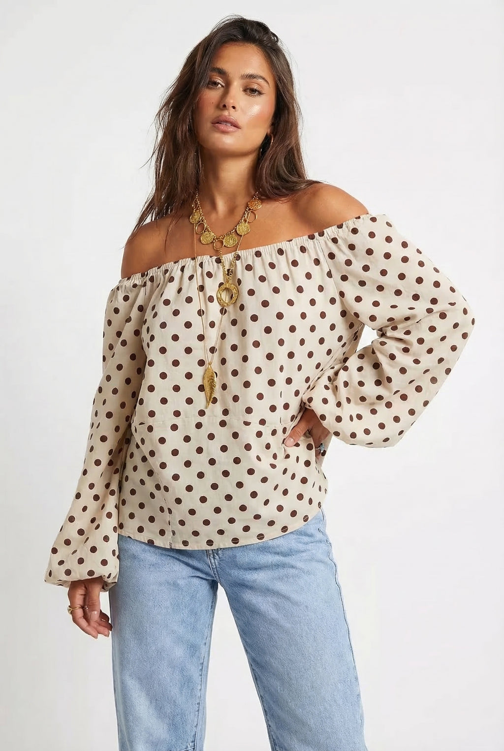 BORDEAUX – Dot Chiffon Blouse – 287