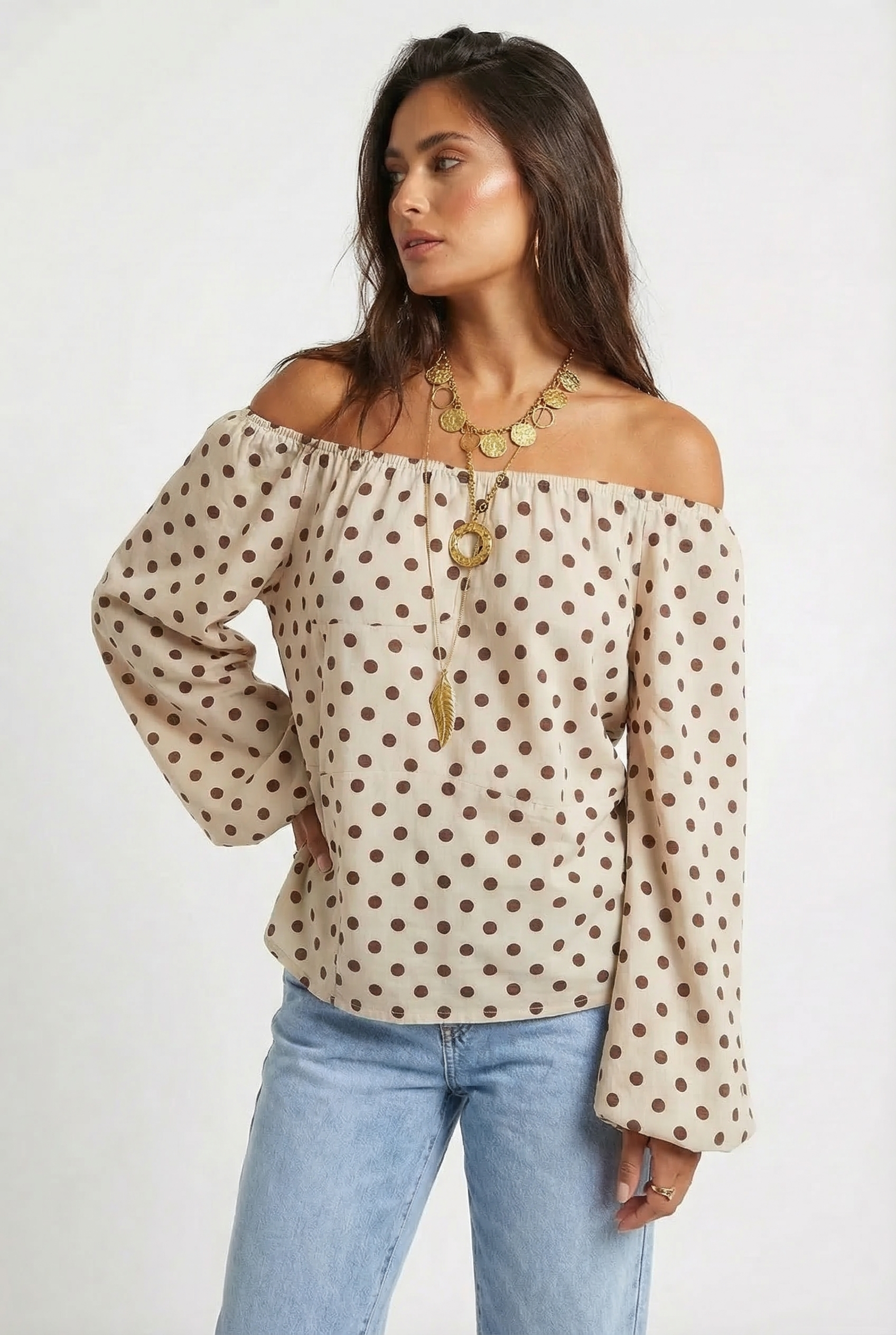 BORDEAUX – Dot Chiffon Blouse – 287