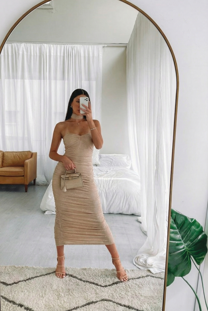 VENICE – Strapless Glitter Maxi Jurk – 9653