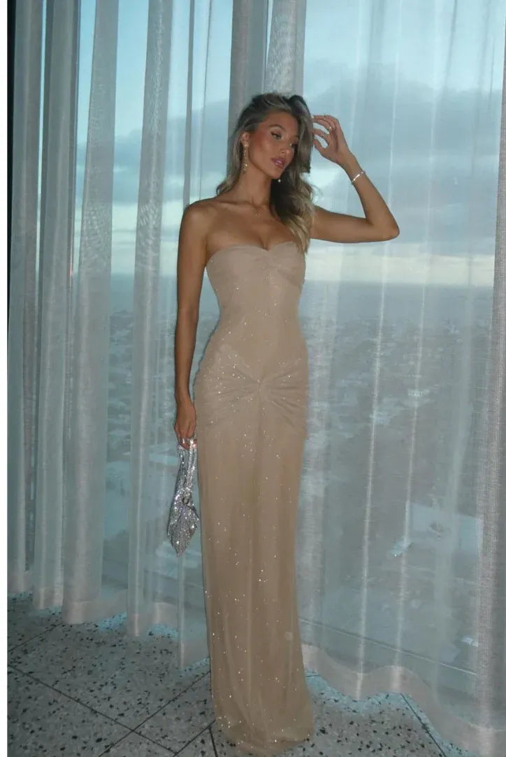 VENICE – Strapless Glitter Maxi Dress – 9653