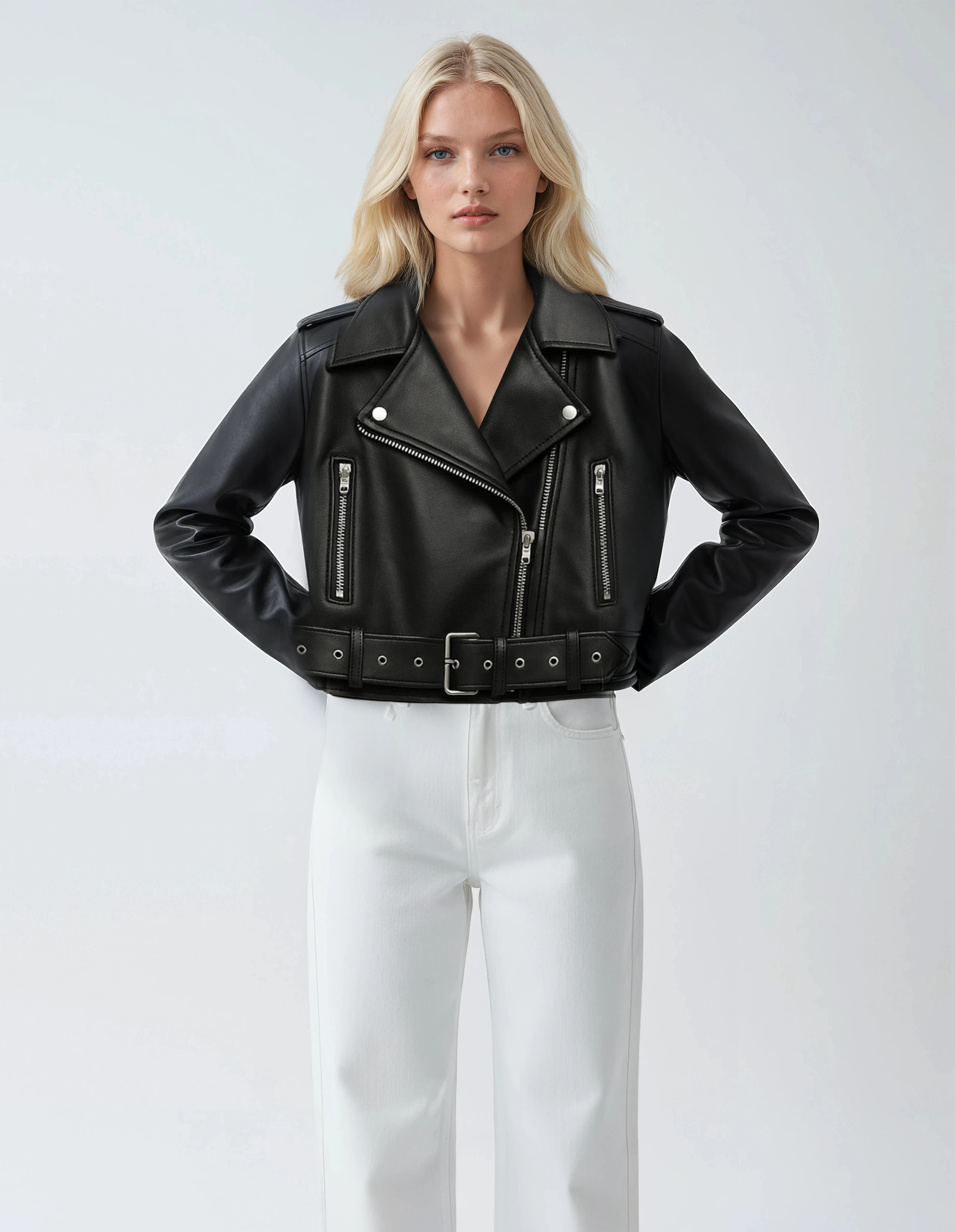 BERLIN – Belted Moto Jacket – 030 –Vegan Leather