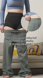 High-Waisted Elastic Casual Trousers