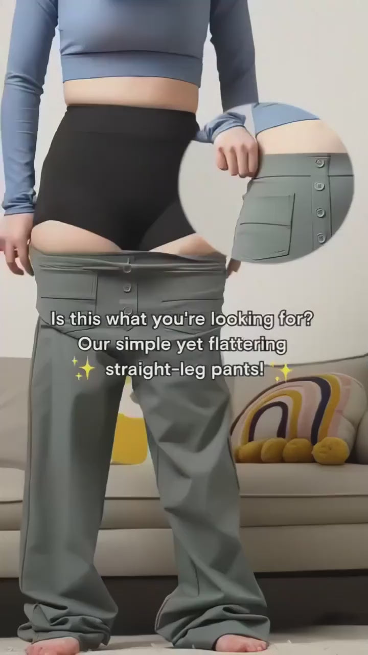 High-Waisted Elastic Casual Trousers