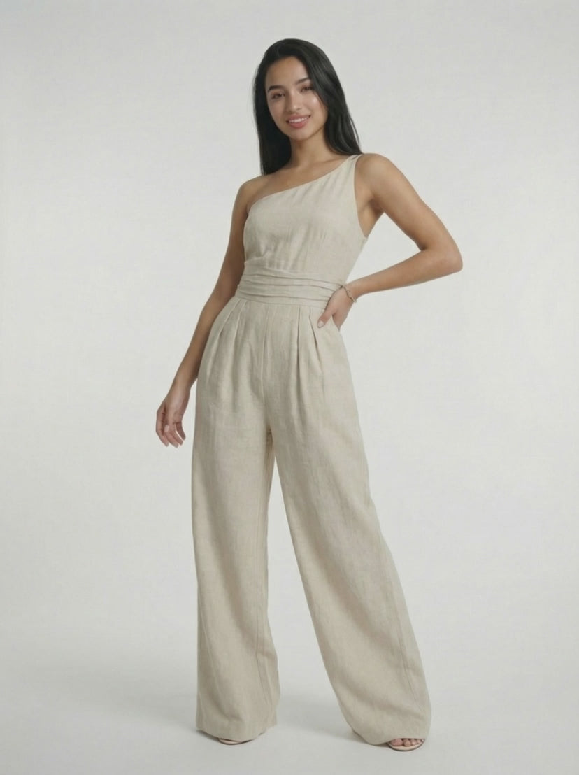 LISBON – One-Shoulder Wide-Leg Jumpsuit – 2105