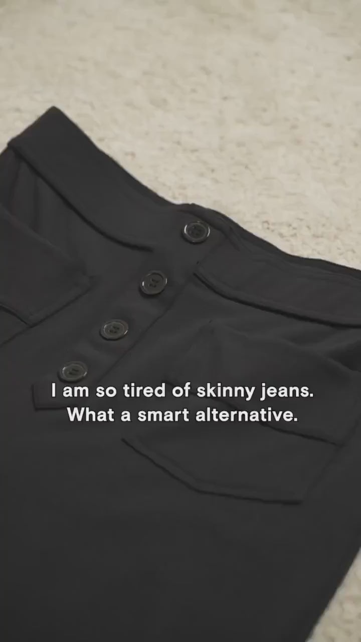 High-Waisted Elastic Casual Trousers