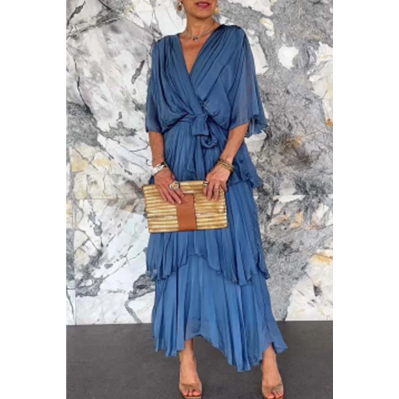 ALICANTE – V-Neck Cascade Gown – 8551